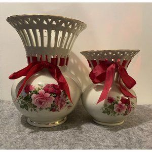 Pair of Vintage Formalities Vases by Baum Brothers  6 and 8 inches   #1247